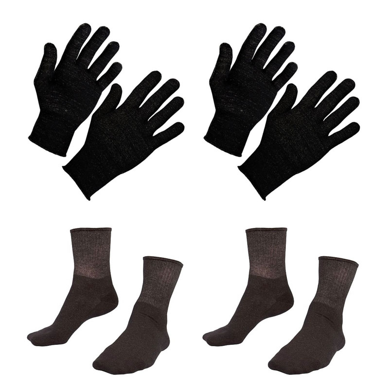 Raynaud's Disease Two Pairs of Deluxe Silver Gloves & Two Pairs of Deluxe Silver Socks Saver Pack